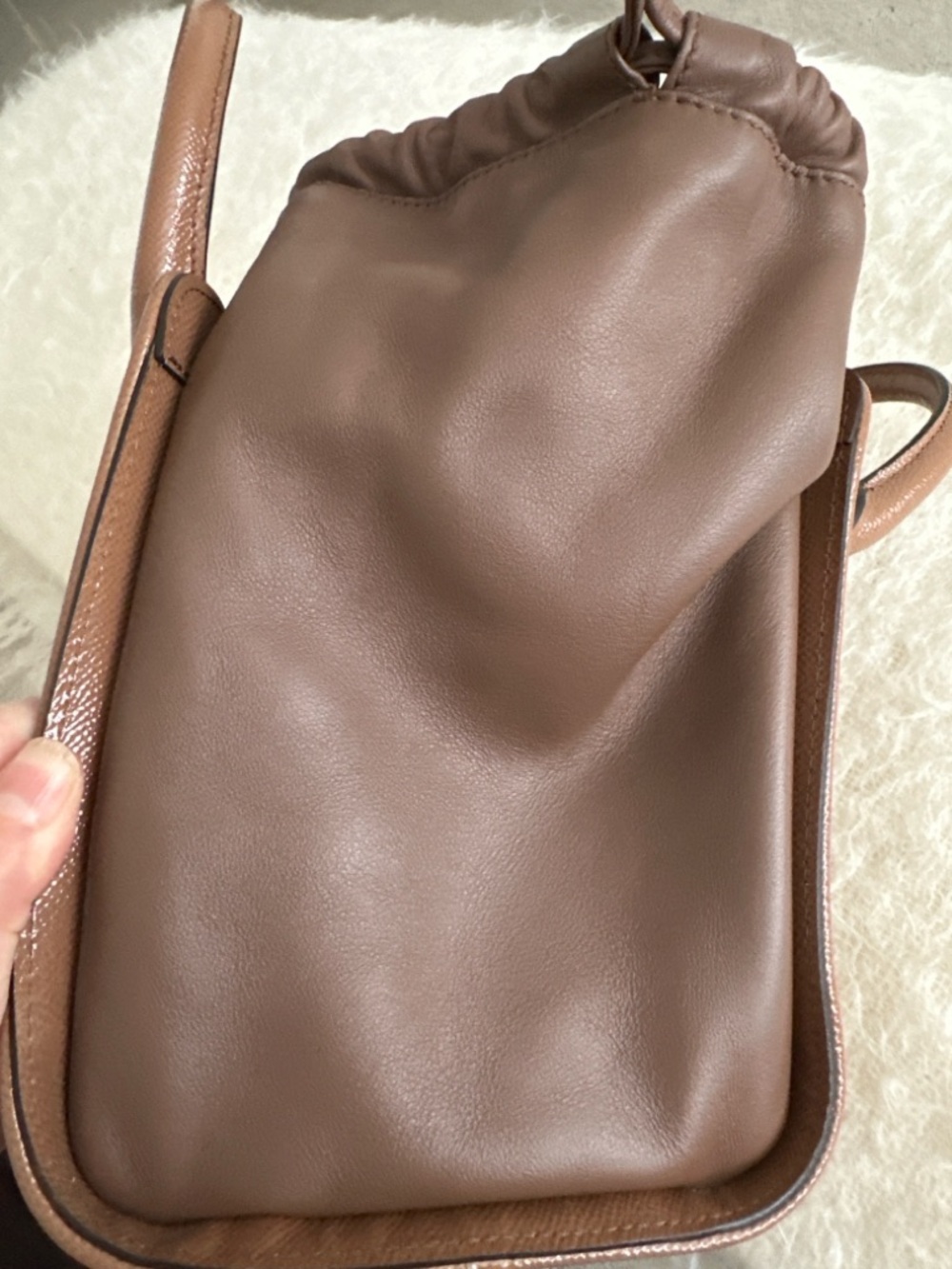 Burberry Haymarket Check Small Dinton Tote Bag Camel Leather Crossbody Vintage - Picture 6 of 7